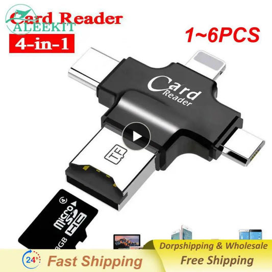 1~6PCS Memory SD Card Reader 4 in 1 Game Camera Card Viewer for Trail Camera & Phone