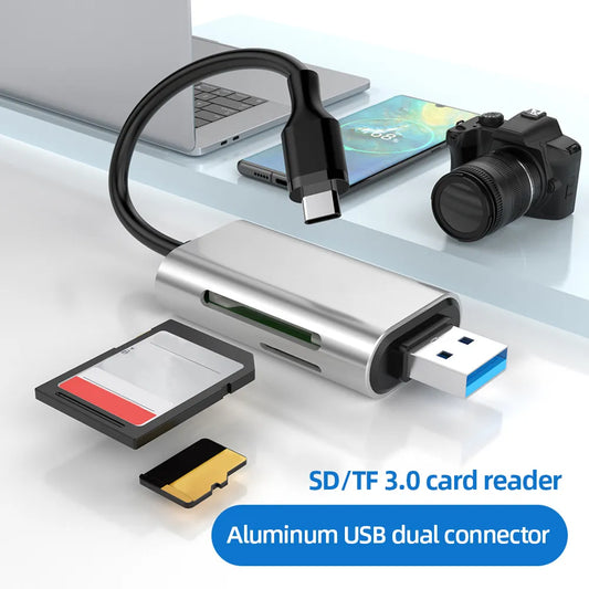 2 In 1 Memory Card Readers USB/Type-C Smart for Laptop